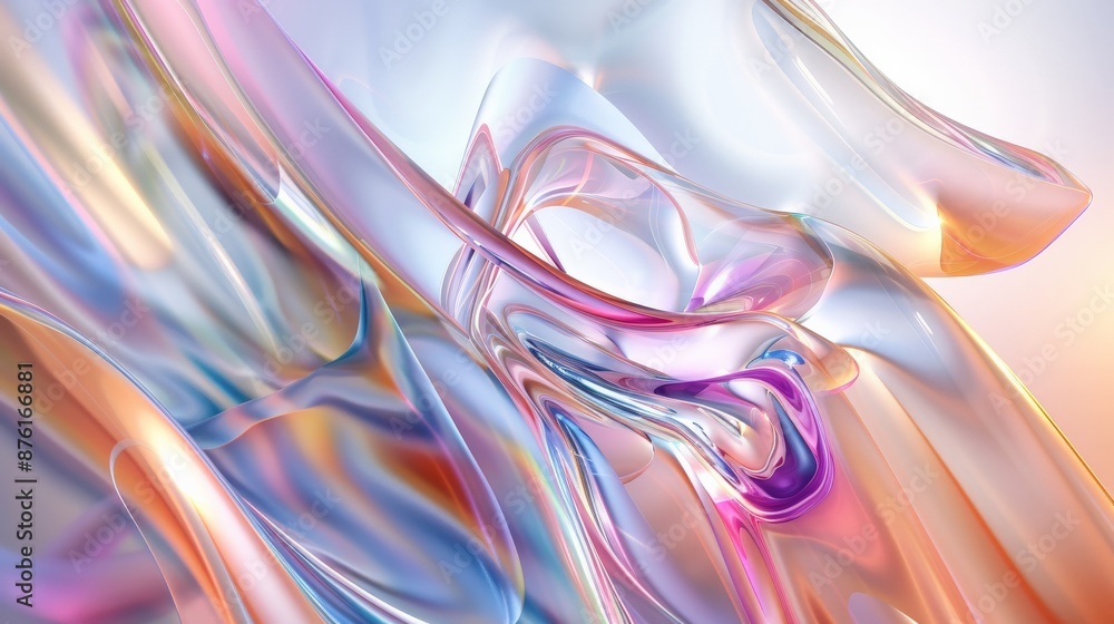 Aufkleber A striking composition featuring translucent, fluid waves of bright colors swirling together to create a captivating abstract background with a dynamic and modern aesthetic.