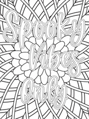 Gym Quotes Flower Coloring Page Beautiful black and white illustration for adult coloring book