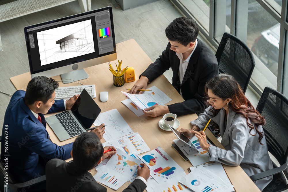 Poster architectural design modish software application for architect business and professional designer