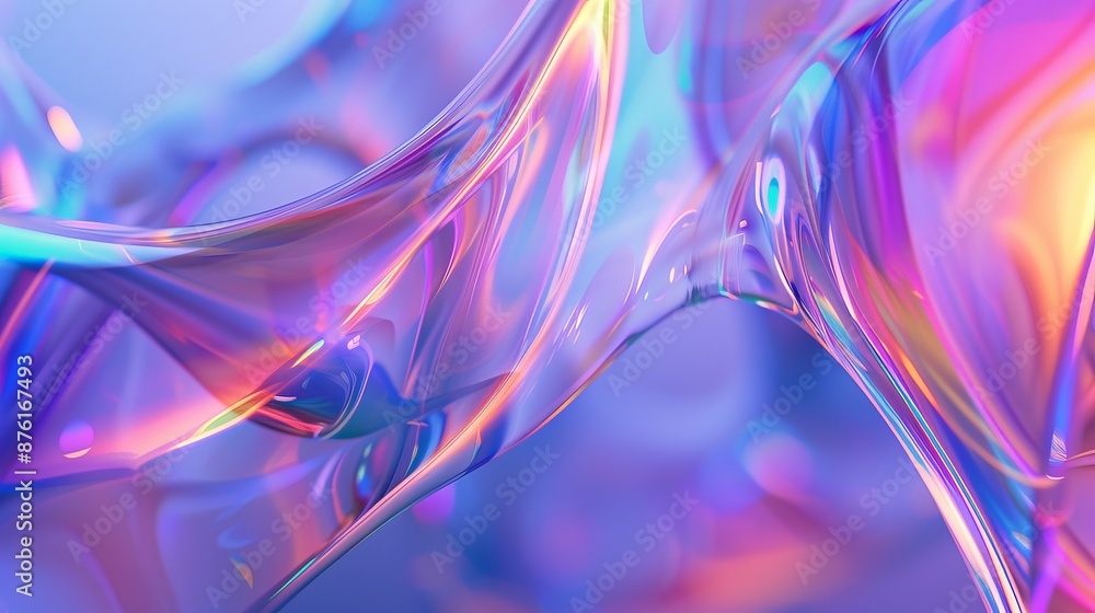 Poster a vibrant artwork displaying flowing liquid waves with mesmerizing colorful reflections, blending hu