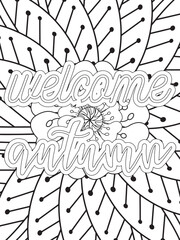 Gym Quotes Flower Coloring Page Beautiful black and white illustration for adult coloring book