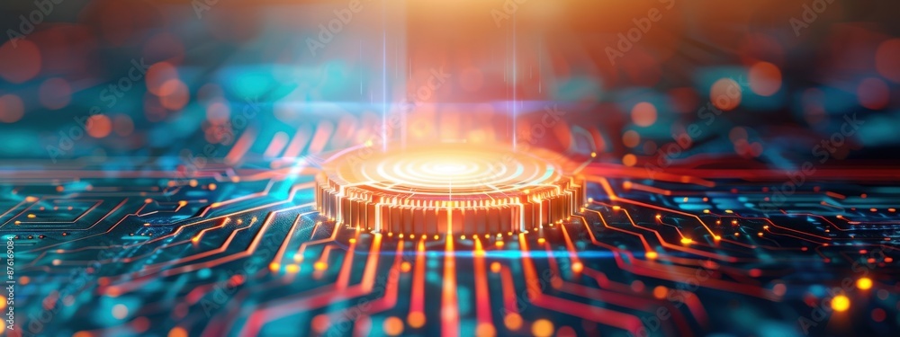 Poster aes encryption, holographic proxy server, advanced cybersecurity, futuristic interface
