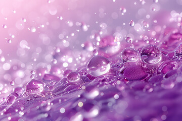 Pink and Purple Water Droplets in Abstract Bokeh Background. Abstract image of pink and purple water droplets with bokeh background.