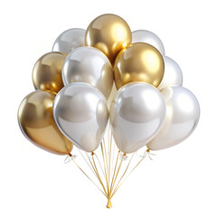 white gold balloons isolated