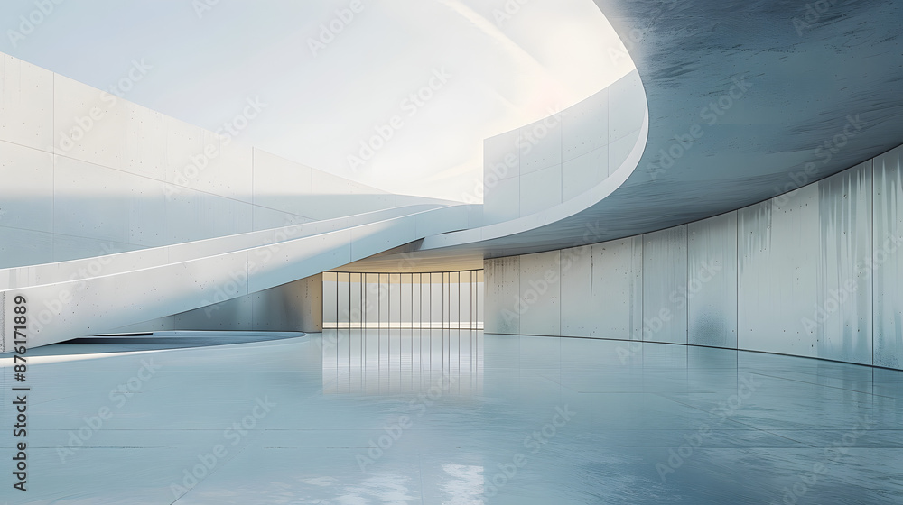Poster empty minimal abstract architecture building interior or exterior concrete design open space floor c