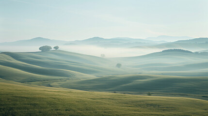Calm peaceful Tuscany landscape. Background image. Created with Generative AI technology.