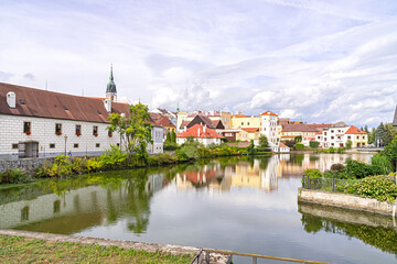 Obraz premium A beautiful view at Jindrichuv Old Town (Jindřichův Hradec), Czech Republic