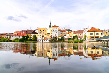 Obraz premium A beautiful view at Jindrichuv Old Town (Jindřichův Hradec), Czech Republic