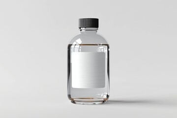 a clear conditioner bottle with label, bathroom necessity, realistic rendering, transparent design,