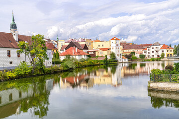Fototapeta premium A beautiful view at Jindrichuv Old Town (Jindřichův Hradec), Czech Republic