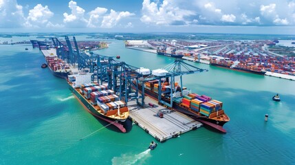Fototapeta premium Cargo Ships at Port