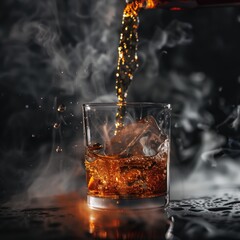 whiskey being poured into glass