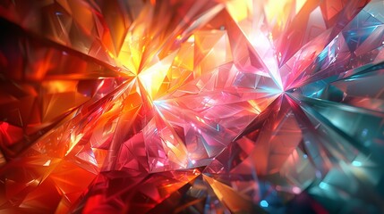 Colorful abstract crystal pattern background with vibrant lighting effects