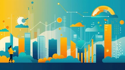 Obraz premium AI-driven climate change analysis, flat design illustration