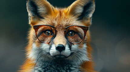 Fototapeta premium Close-up of a fox wearing glasses.