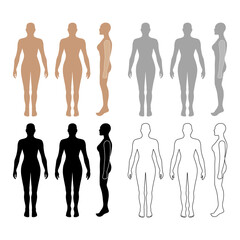 Naked standing woman bald silhouette