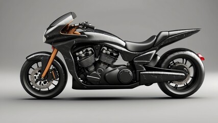 Obraz premium 3D realistic a smooth modern motorcycle with the black marble texture color