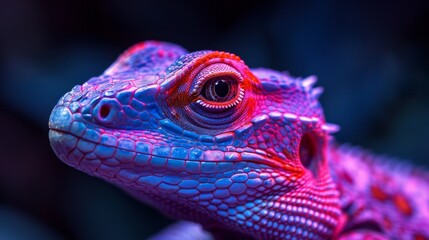 Fototapeta premium Neon Reptiles Wildlife: Images of wildlife reptiles glowing in neon shades