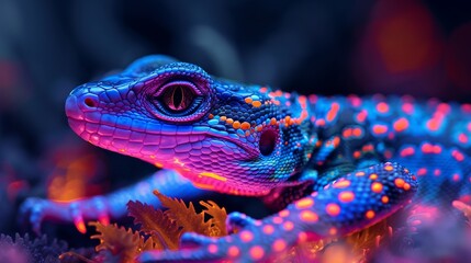 Obraz premium Neon Reptiles Wilderness: Images of reptiles in the wilderness glowing in neon shades