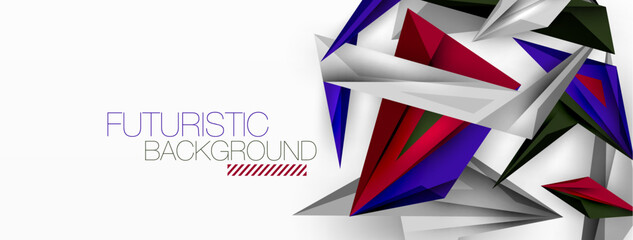 Minimal geometric abstract background. Low poly dynamic triangle design. Trendy techno business template for wallpaper, banner, background or landing