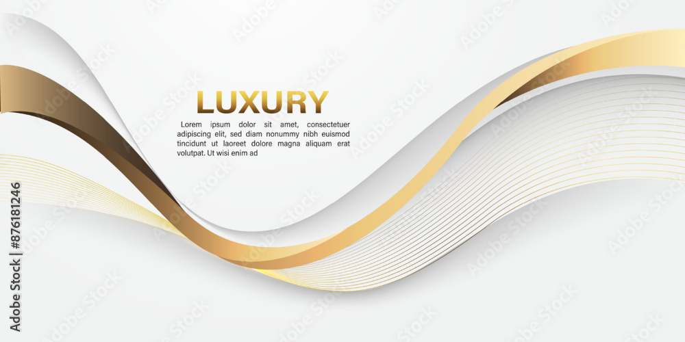 Poster abstract gold lines curve wavy luxury style on red design modern background vector
