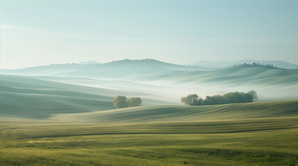 Calm peaceful Tuscany landscape. Background image. Created with Generative AI technology.
