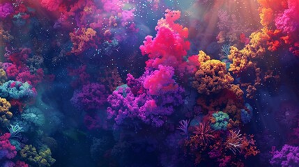 Fototapeta premium A stunning underwater view of a vibrant and colorful coral reef, showcasing the diverse marine life and natural beauty found beneath the ocean's surface.