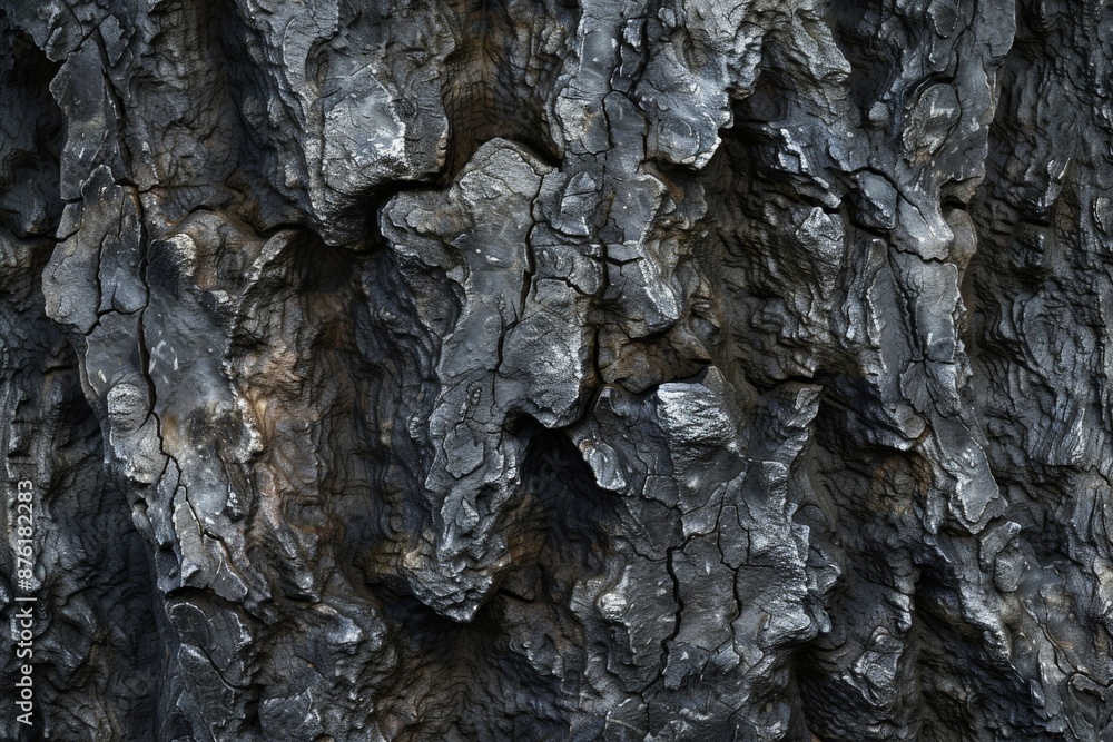 Poster This image features a macro view of jagged grey rock, showing deep crevices and rugged textures, capturing the essence of natural geological formations.