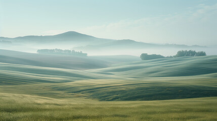 Fototapeta premium Calm peaceful Tuscany landscape. Background image. Created with Generative AI technology.