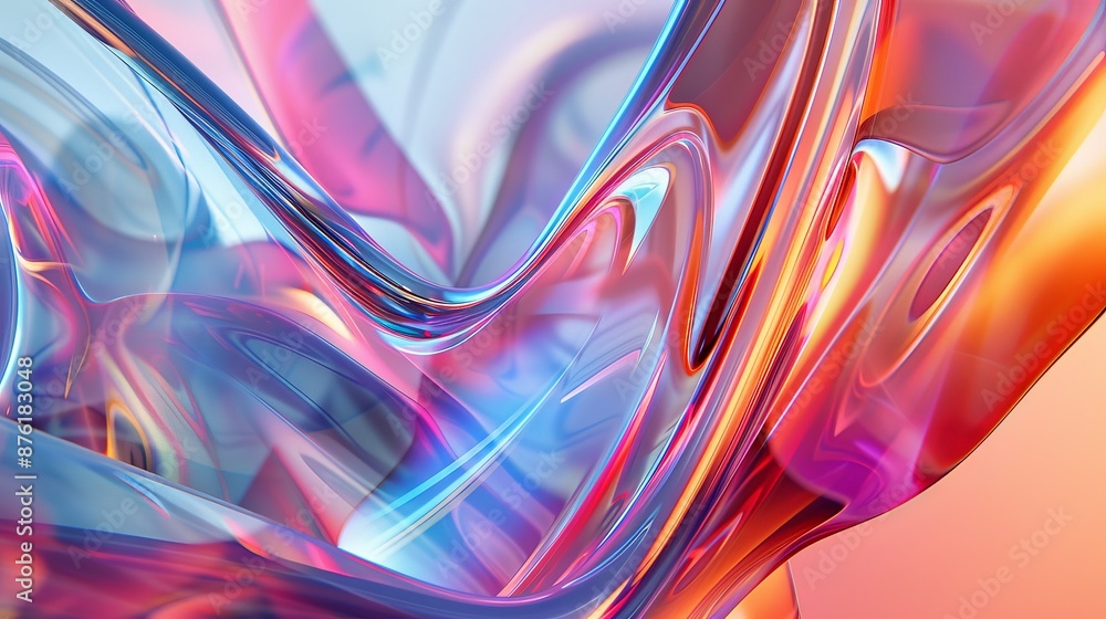 Poster A fascinating modern artwork showcasing colorful, fluid, and abstract shapes blending together in a seamless dance, representing creativity and fluid motion.