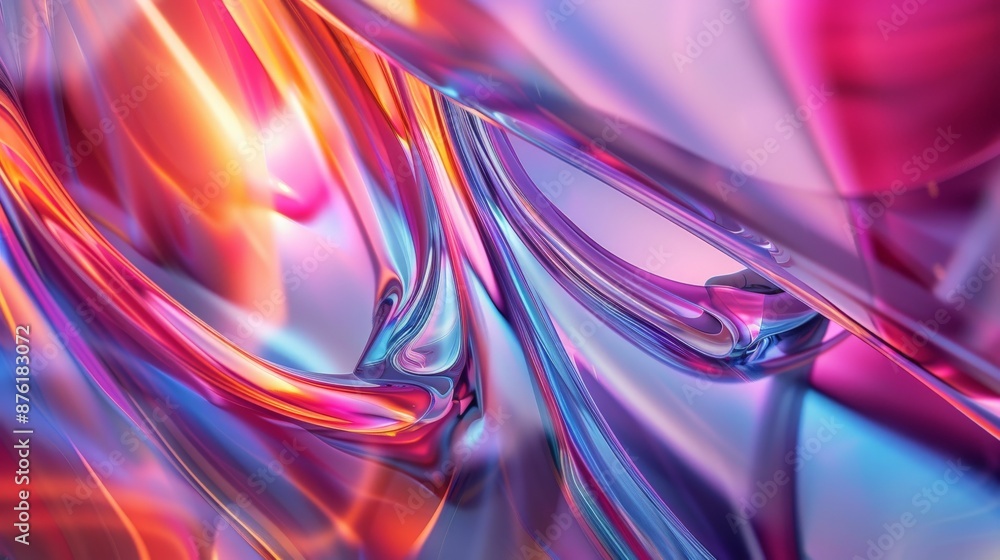 Poster Colorful abstract shapes swirl and twist in a dynamic display of modern digital artistry, capturing the fluidity and motion of contemporary visual aesthetics.