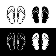 Flip-flops icon. Symbol of beach, vacation or rest. Attribute of travel, sea or summer.