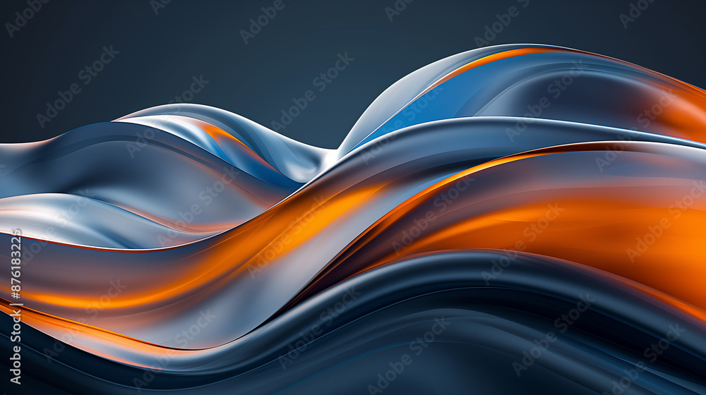 Aufkleber Abstract metallic waves flowing and creating colorful pattern