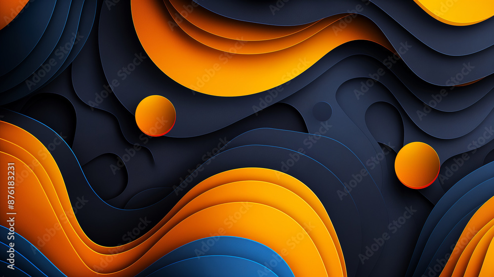 Aufkleber Abstract background featuring wavy shapes creating a 3d paper cutout effect