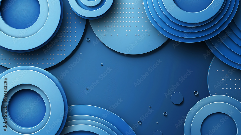 Poster Blue concentric circles are creating a three dimensional effect