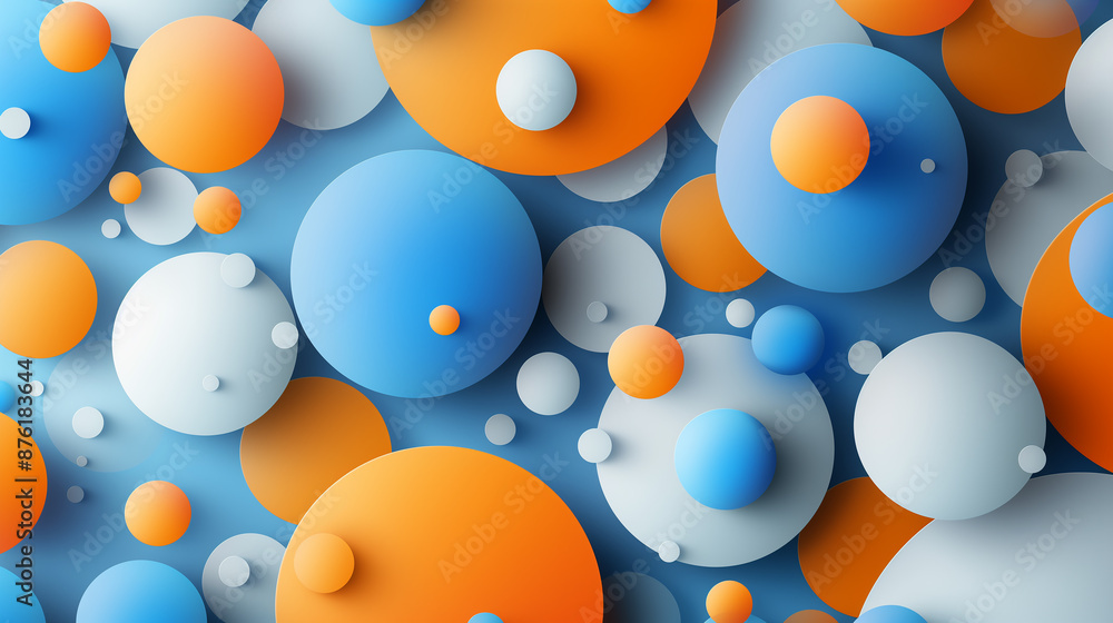 Aufkleber abstract background with colorful circles floating on blue surface