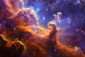 Fototapeta premium nebula swirling with vibrant cosmic hues star clusters twinkling vast celestial landscape aweinspiring space vista