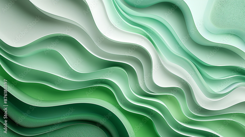 Aufkleber Abstract green wavy shape background design is flowing in 3d render