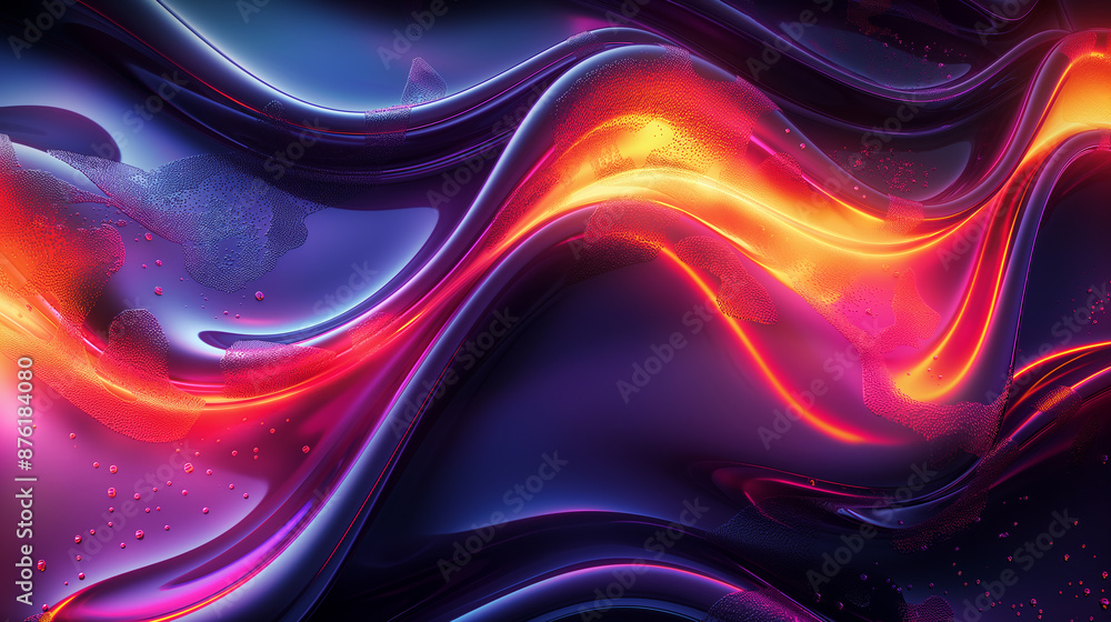 Fototapete abstract background flowing liquid neon waves of color creating dynamic shapes