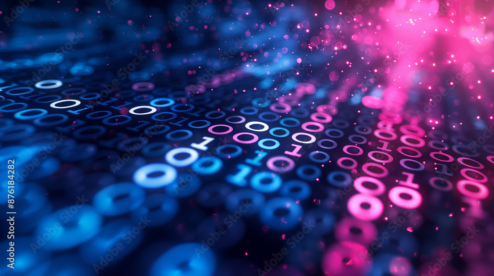 Aufkleber Binary code flowing in digital space representing big data