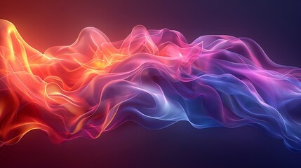 A geometric abstract background featuring dynamic wave lines intersecting, vibrant color transitions from blue to purple, flowing and curving in a fluid motion.