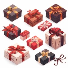 Obraz premium Gift box icon, giftbox, congratulation present with bow, shopping symbol, parcel sign, surprise box