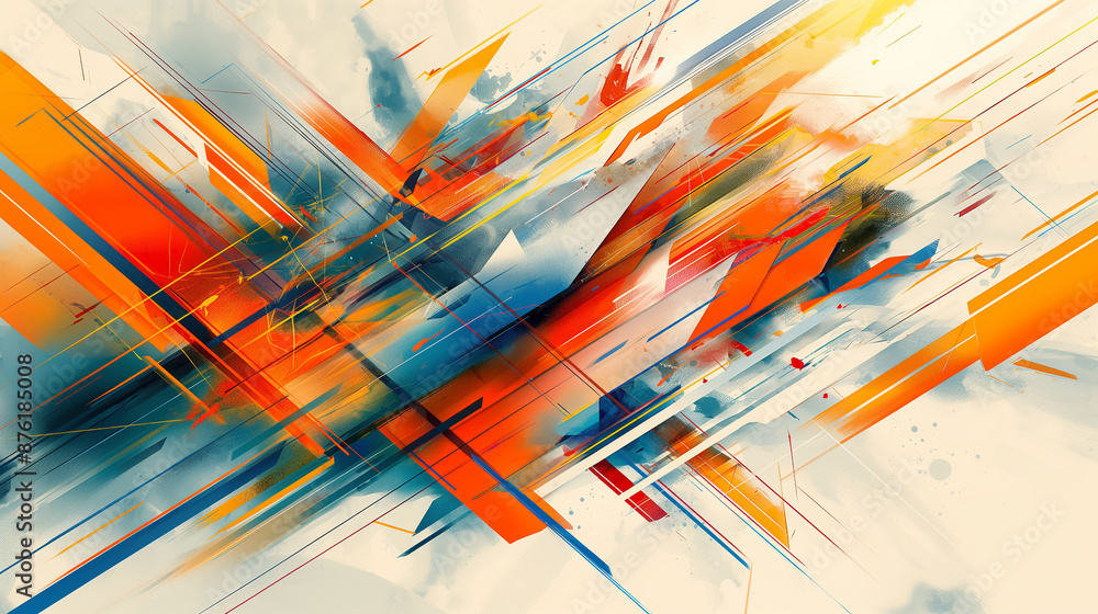 Poster Abstract background showing orange and blue lines intersecting on a white background