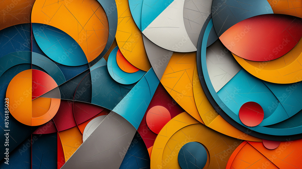 Aufkleber Abstract background composing of colorful overlapping circles and arcs