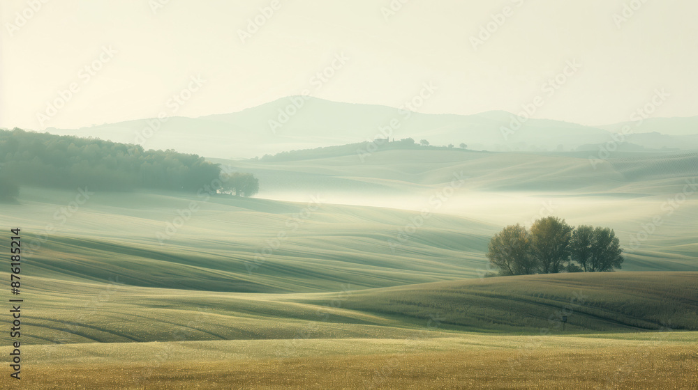 Poster calm peaceful tuscany landscape. background image. created with generative ai technology.