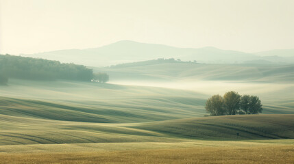 Obraz premium Calm peaceful Tuscany landscape. Background image. Created with Generative AI technology.