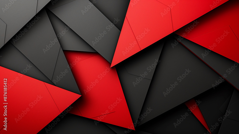 Poster abstract red and black geometric shapes forming modern background