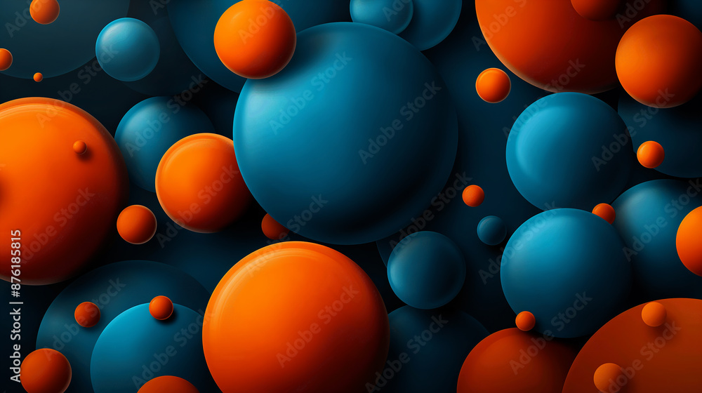 Poster Abstract background showing blue and orange spheres floating in space