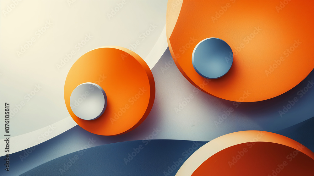 Poster abstract minimalist design featuring orange and blue circles overlapping