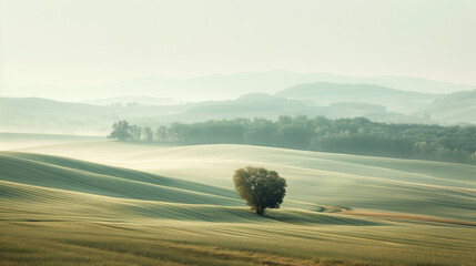 Calm peaceful Tuscany landscape. Background image. Created with Generative AI technology.